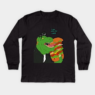 t rex heathy life Kids Long Sleeve T-Shirt